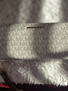 Michael Kors Light Gray Pebbled Leather Wristlet with Gold Logo